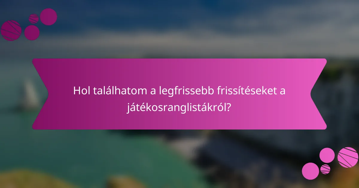 Hol találhatom a legfrissebb frissítéseket a játékosranglistákról?