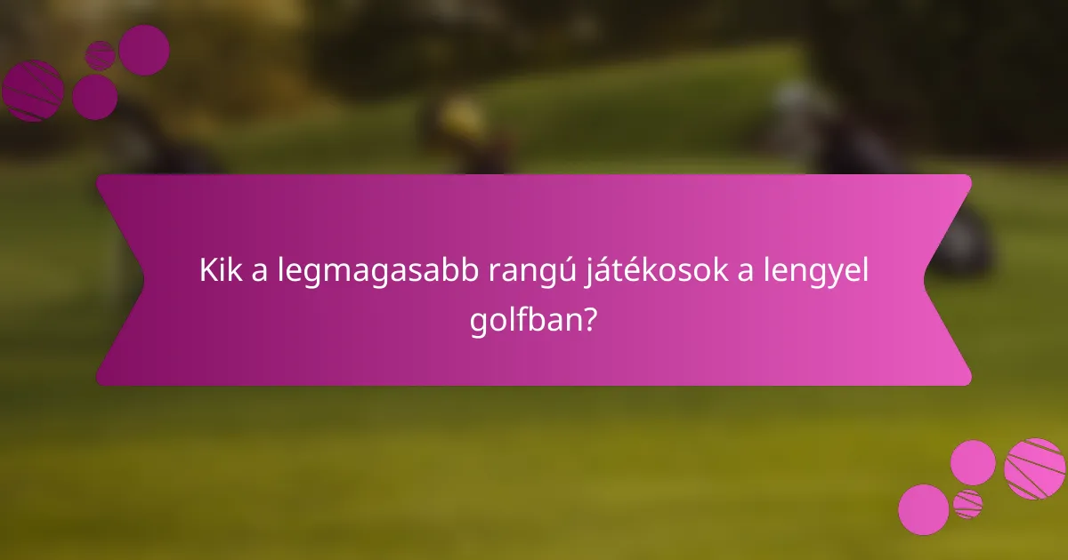 Kik a legmagasabb rangú játékosok a lengyel golfban?