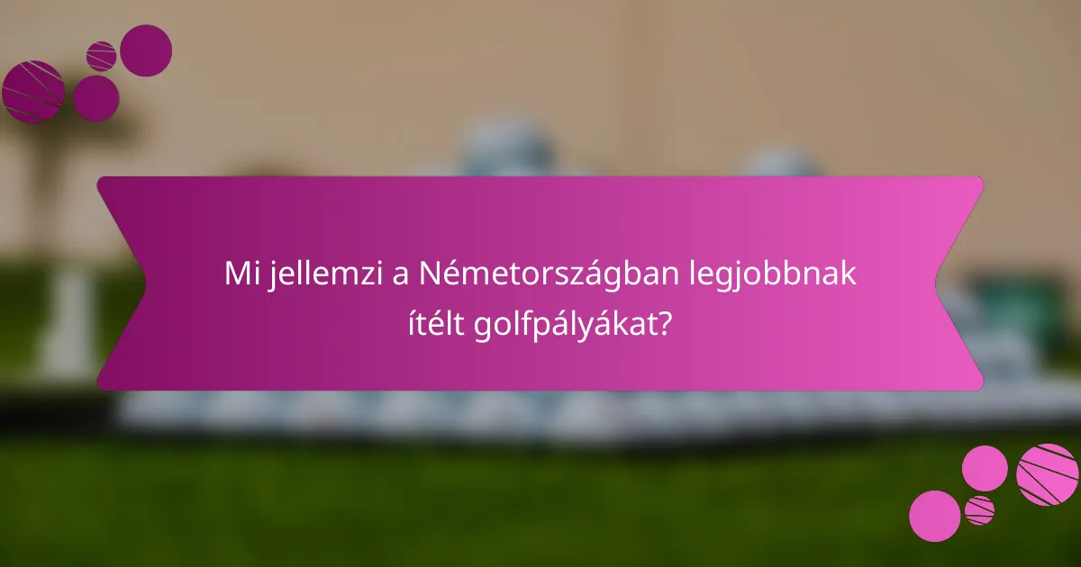 Mi jellemzi a Németországban legjobbnak ítélt golfpályákat?