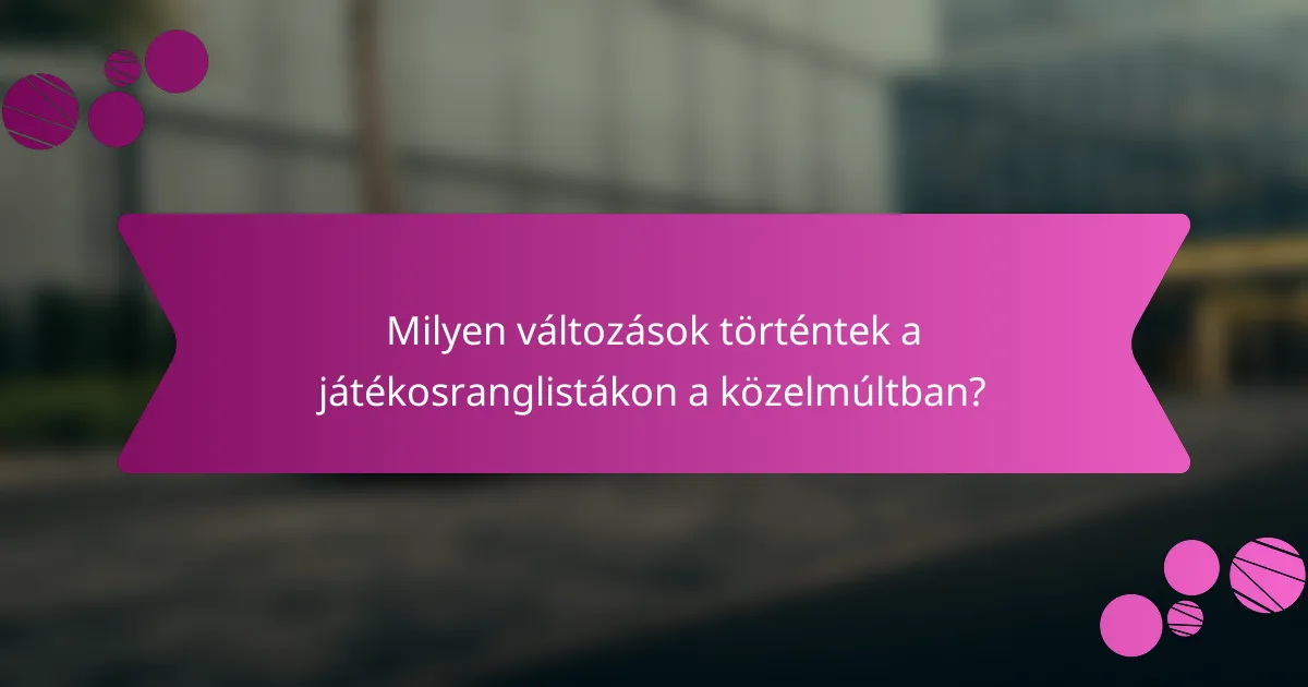 Milyen változások történtek a játékosranglistákon a közelmúltban?